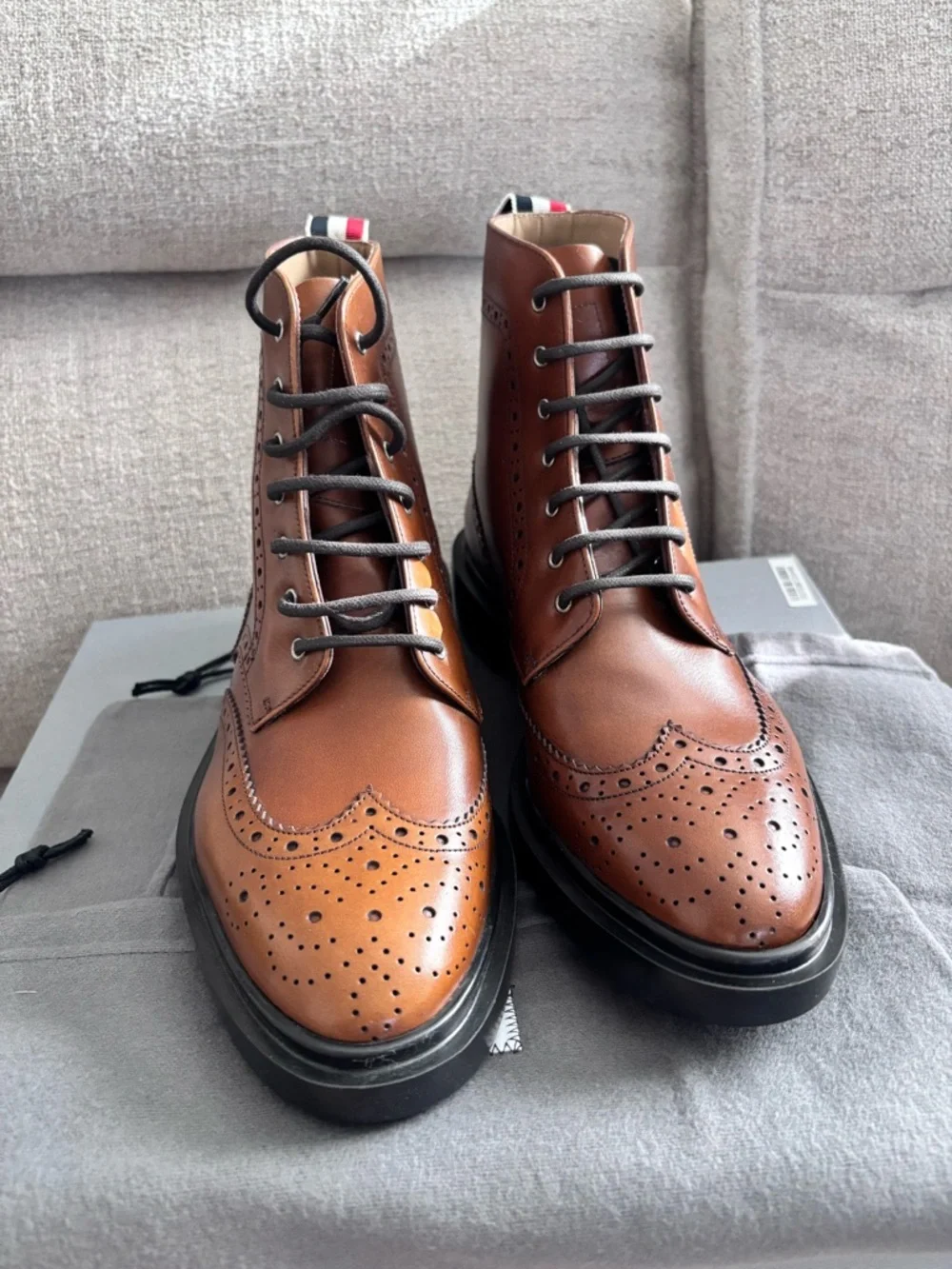 Thom Browne Brown Leather Wingtip Lace-Up Boots 7